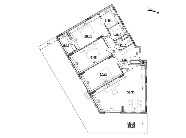 ЖК Містечко Підзамче: планировка 2-комнатной квартиры 139.1 м²