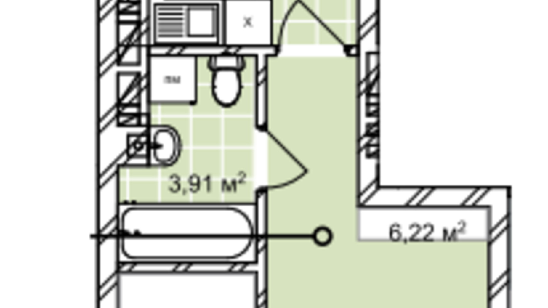 Планування 1-кімнатної квартири в ЖК Софіївка 39.71 м², фото 580889