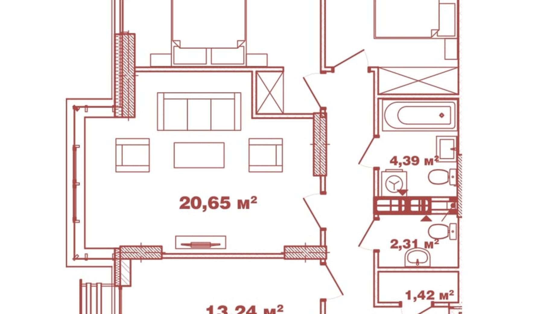 Планування 3-кімнатної квартири в ЖК Crystal Avenue 80.95 м², фото 581066