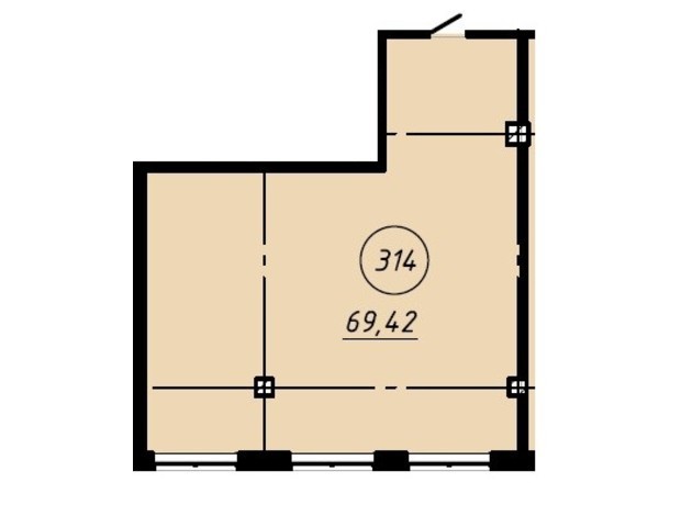 Офис-центр Business City: планировка помощения 69.42 м²