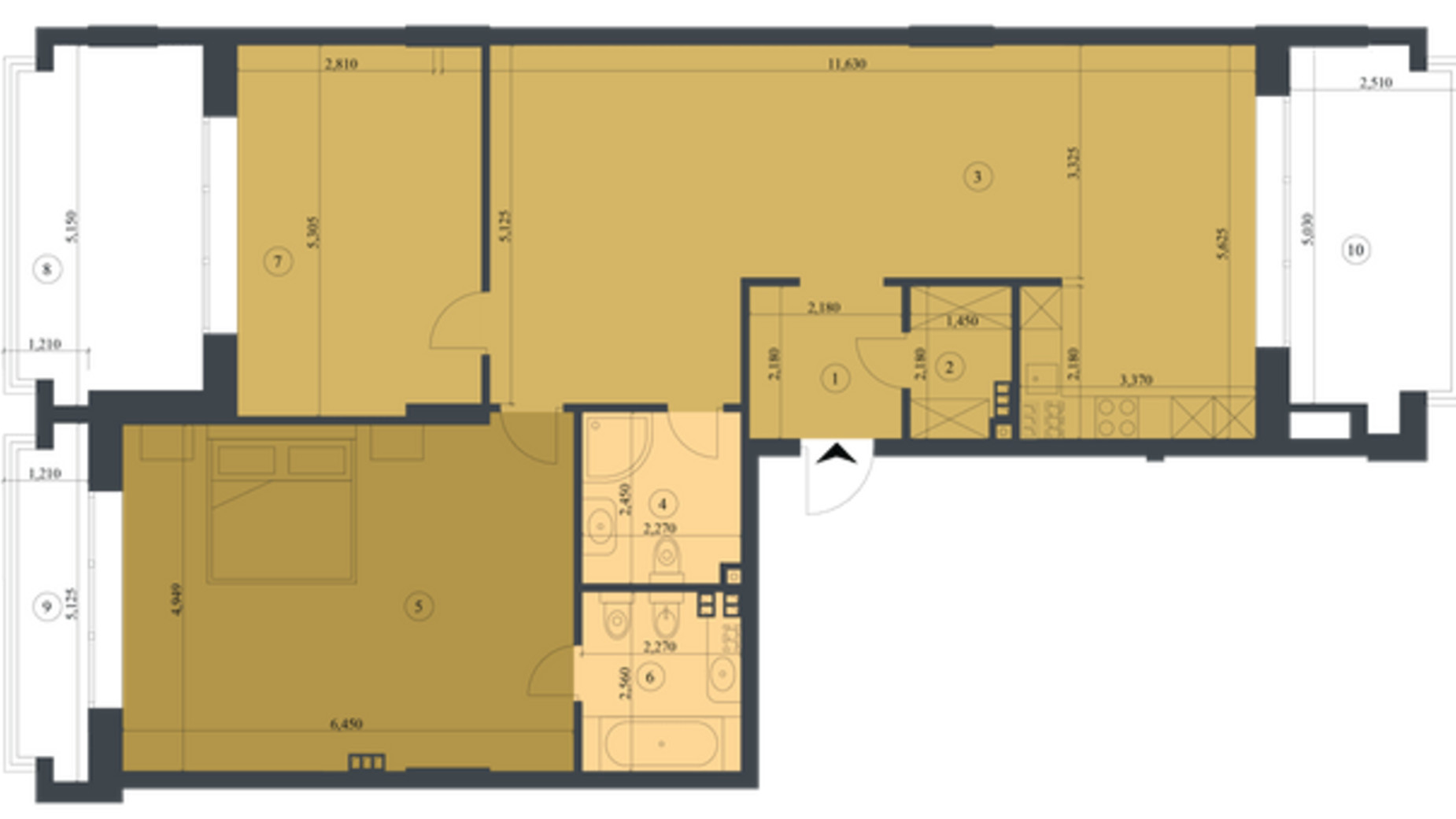 Планування 3-кімнатної квартири в КБ Liberty Residence 150.5 м², фото 581820