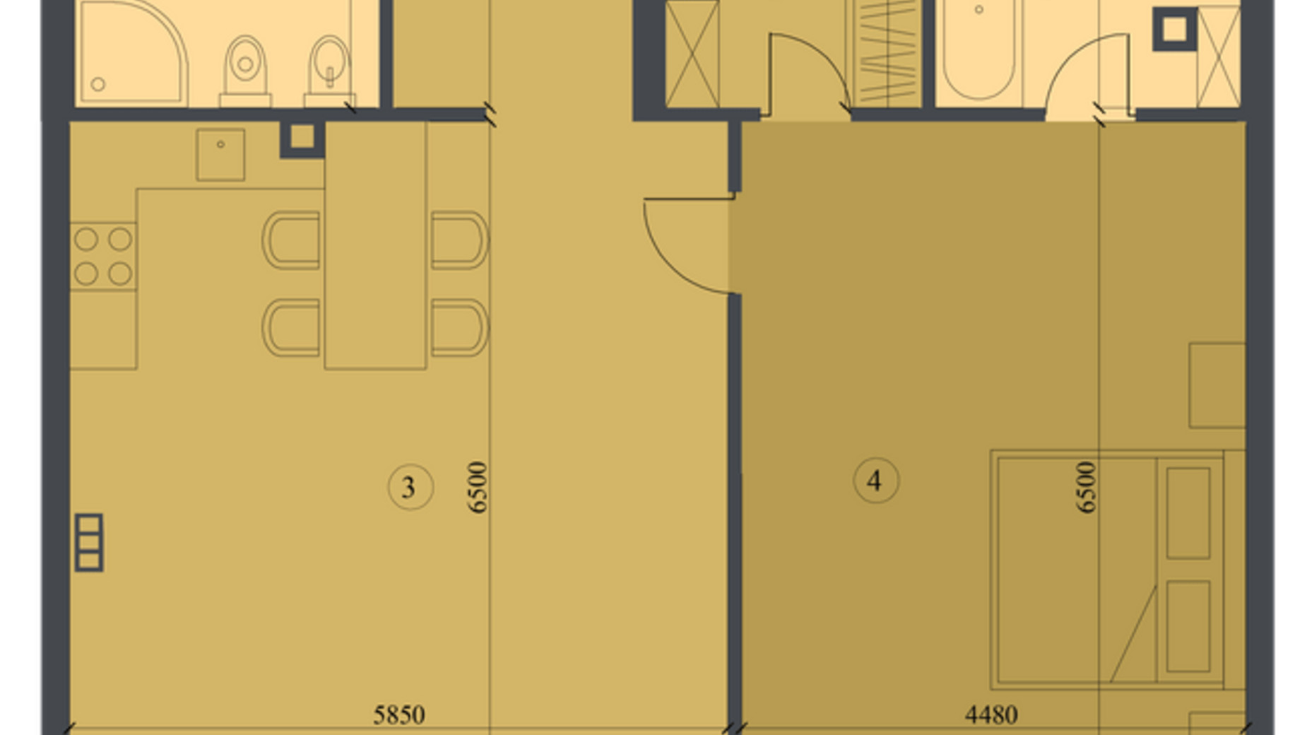 Планировка 2-комнатной квартиры в КД Liberty Residence 101 м², фото 581823