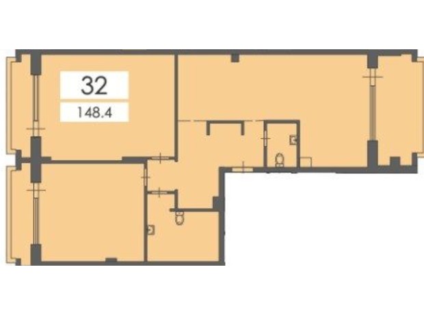 КД Liberty Residence: планировка 3-комнатной квартиры 148.4 м²