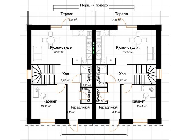 Дуплекс Toscana Home: планировка 4-комнатной квартиры 117 м²