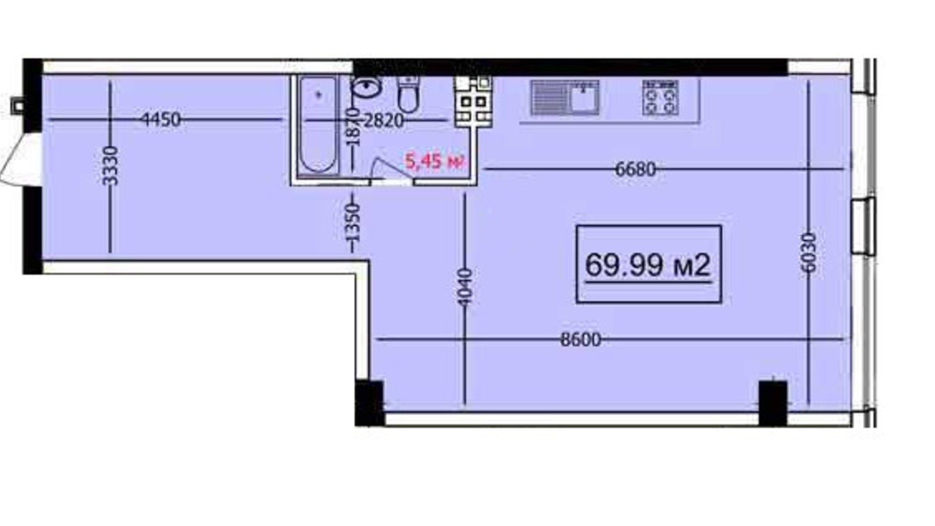 Планування вільне планування квартири в ЖК Курортний 69.99 м², фото 582207