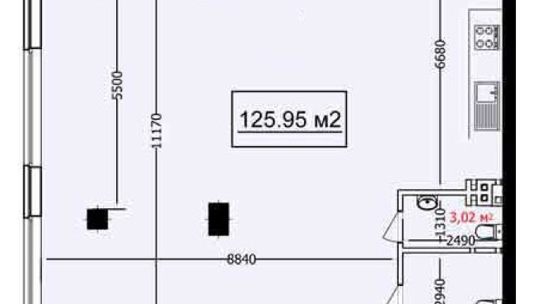 Планування вільне планування квартири в ЖК Курортний 125.95 м², фото 582212