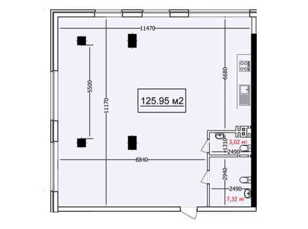 ЖК Курортний: вільне планування квартири 125.95 м²