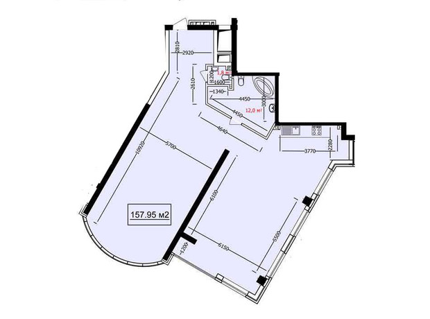 ЖК Курортный: свободная планировка квартиры 157.95 м²