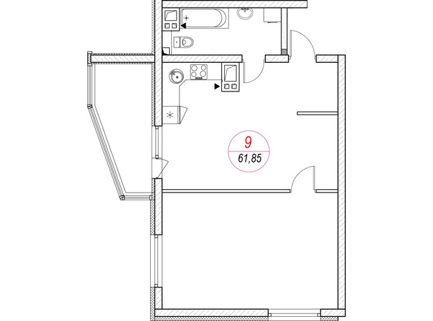 ЖК Удобный: планировка 2-комнатной квартиры 63.63 м²