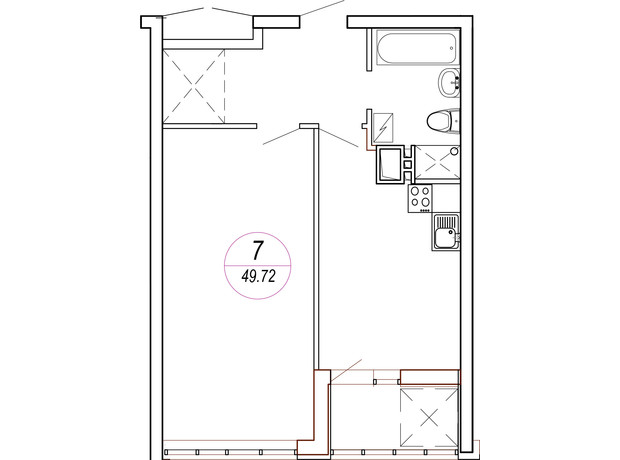 ЖК Удобный: планировка 1-комнатной квартиры 51.19 м²