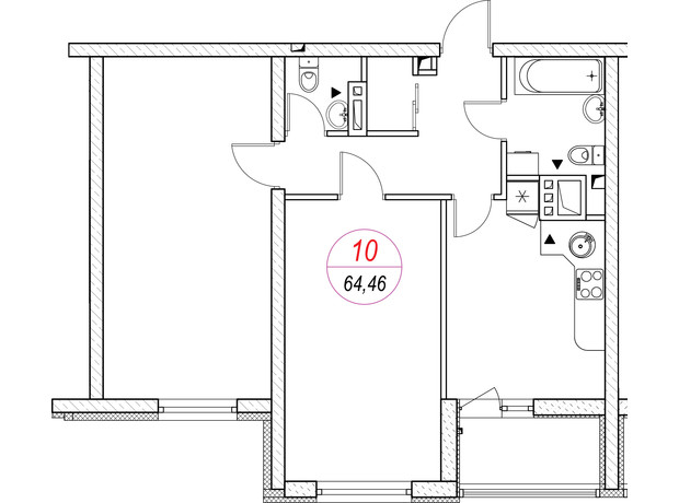 ЖК Удобный: планировка 2-комнатной квартиры 64.9 м²