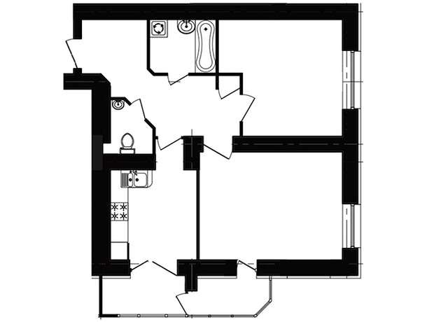 ЖК ул. Микулинецкая, 101А: планировка 2-комнатной квартиры 64.16 м²