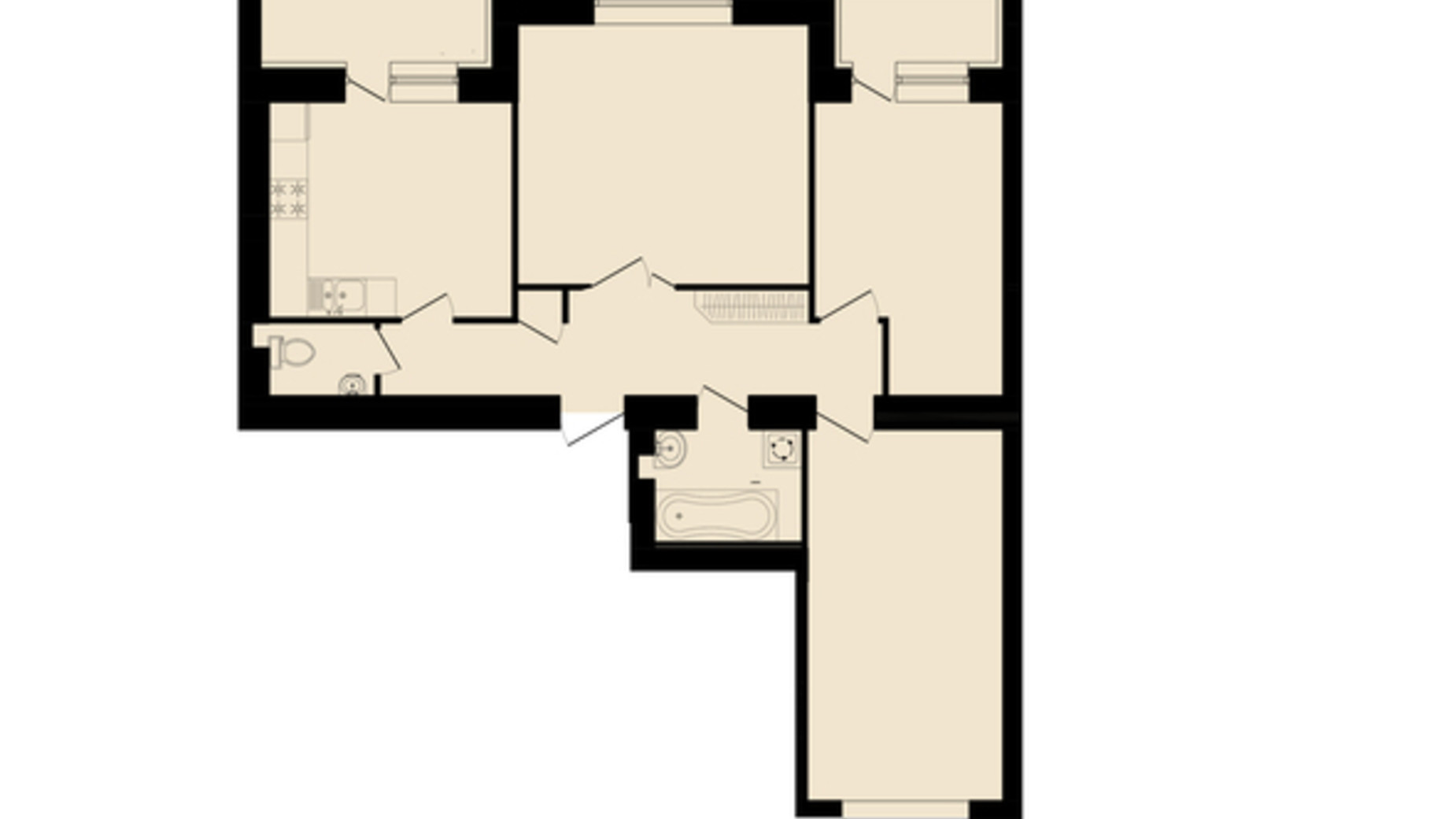 Планування 3-кімнатної квартири в ЖК вул. Микулинецька, 101А 82.33 м², фото 582680