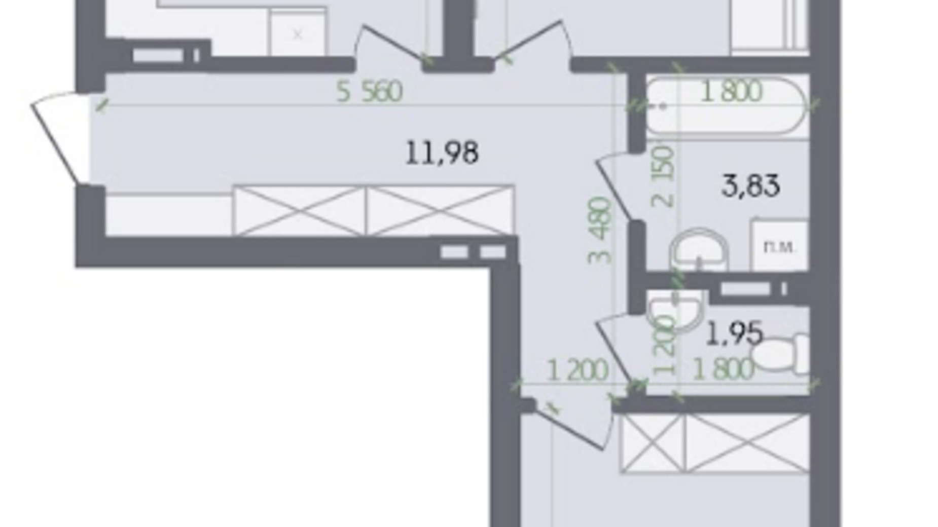 Планировка 2-комнатной квартиры в ЖК Галицкий 72.81 м², фото 582846