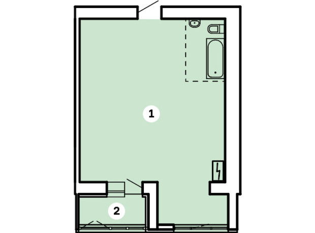 ЖК Kvartal: планування 1-кімнатної квартири 50.82 м²