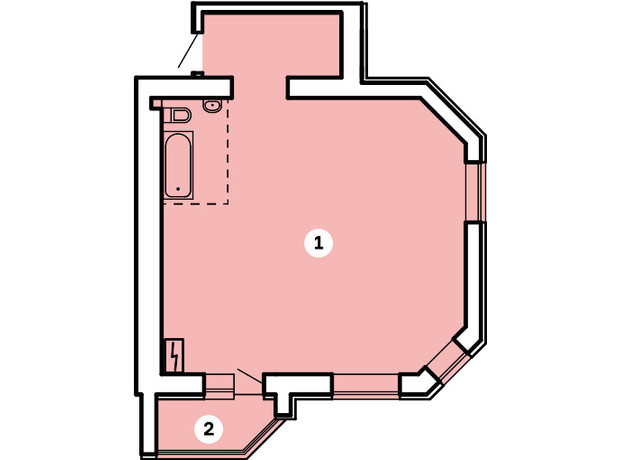 ЖК Kvartal: планування 1-кімнатної квартири 60.52 м²