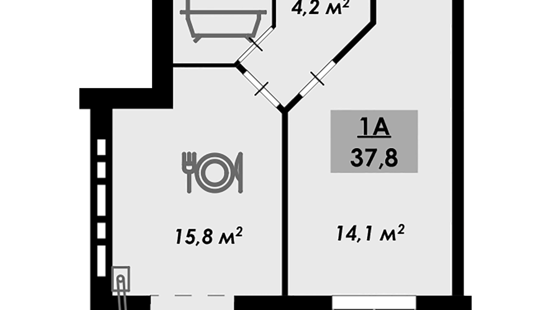 Планування 1-кімнатної квартири в ЖК Рідний Дім 37.8 м², фото 583017