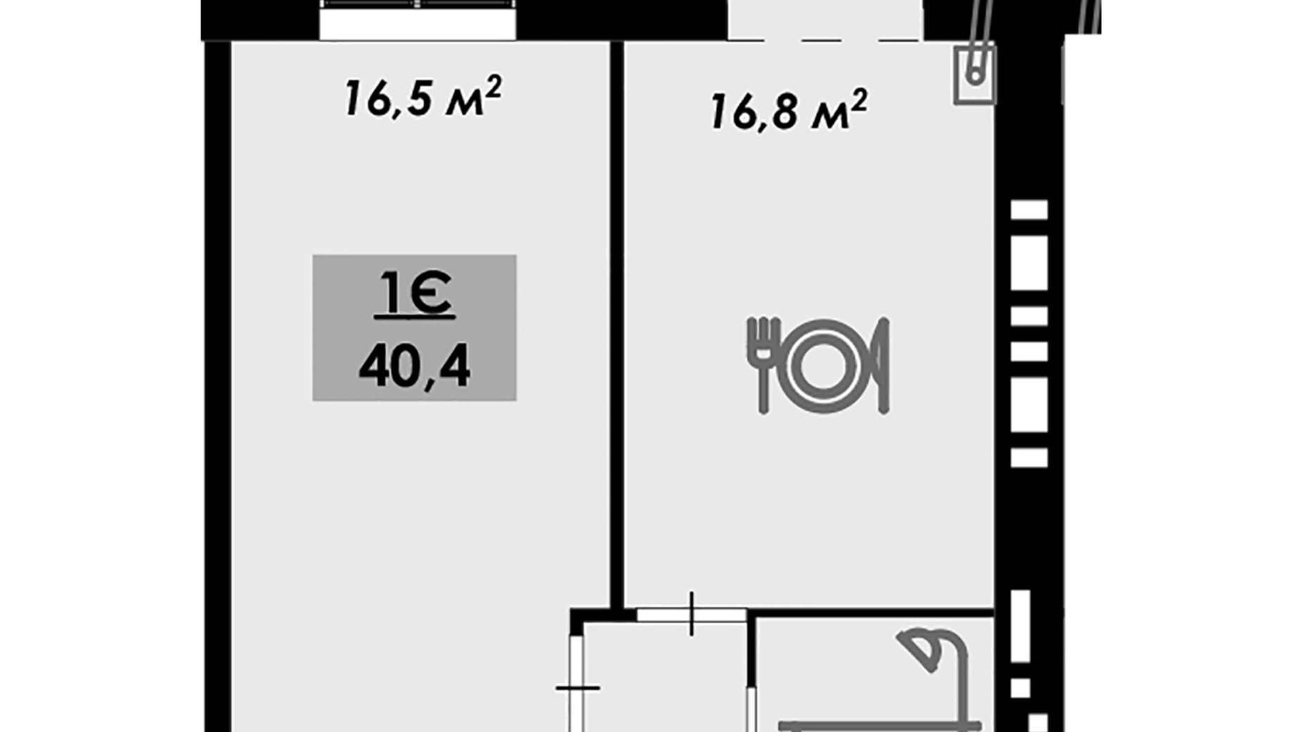 Планировка 1-комнатной квартиры в ЖК Родной дом 40.4 м², фото 583021