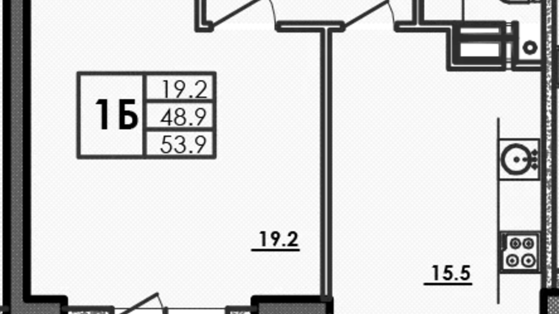 Планування 2-кімнатної квартири в ЖК Волна 52 м², фото 583180