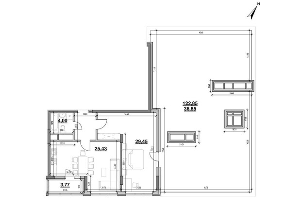 ЖК Америка: планировка 1-комнатной квартиры 102.9 м²