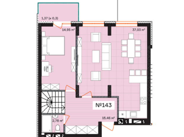 ЖК Франко: планування 4-кімнатної квартири 142.85 м²