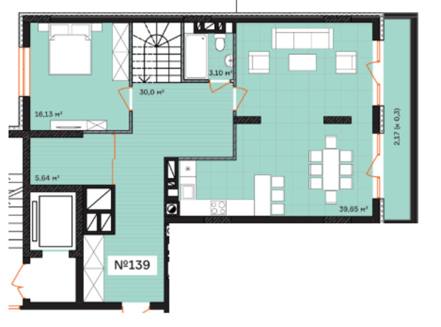ЖК Франко: планування 4-кімнатної квартири 172.08 м²