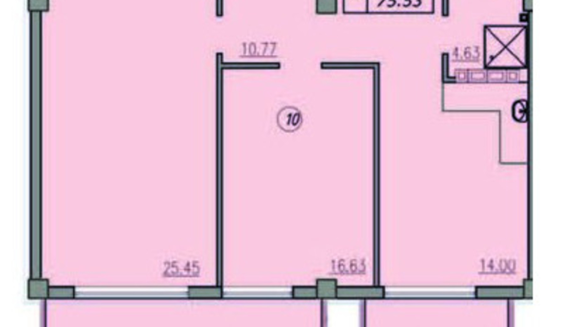 Планування 2-кімнатної квартири в ЖК Лідерсівський 75.53 м², фото 583919