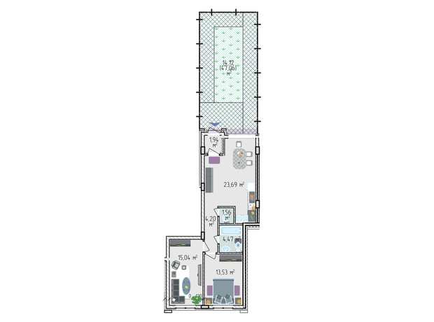 ЖК Лавандовий: планування 3-кімнатної квартири 79.54 м²