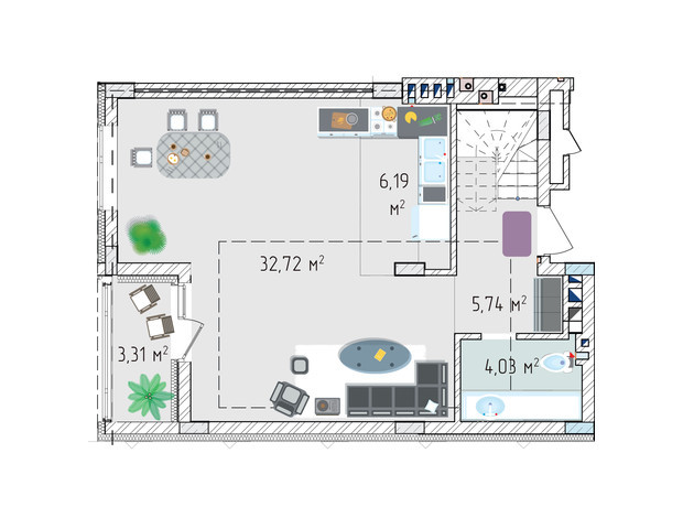 ЖК Лавандовый: планировка 2-комнатной квартиры 92.74 м²