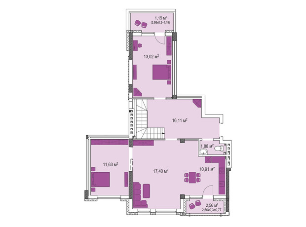 ЖК Лавандовий: планування 4-кімнатної квартири 126.54 м²