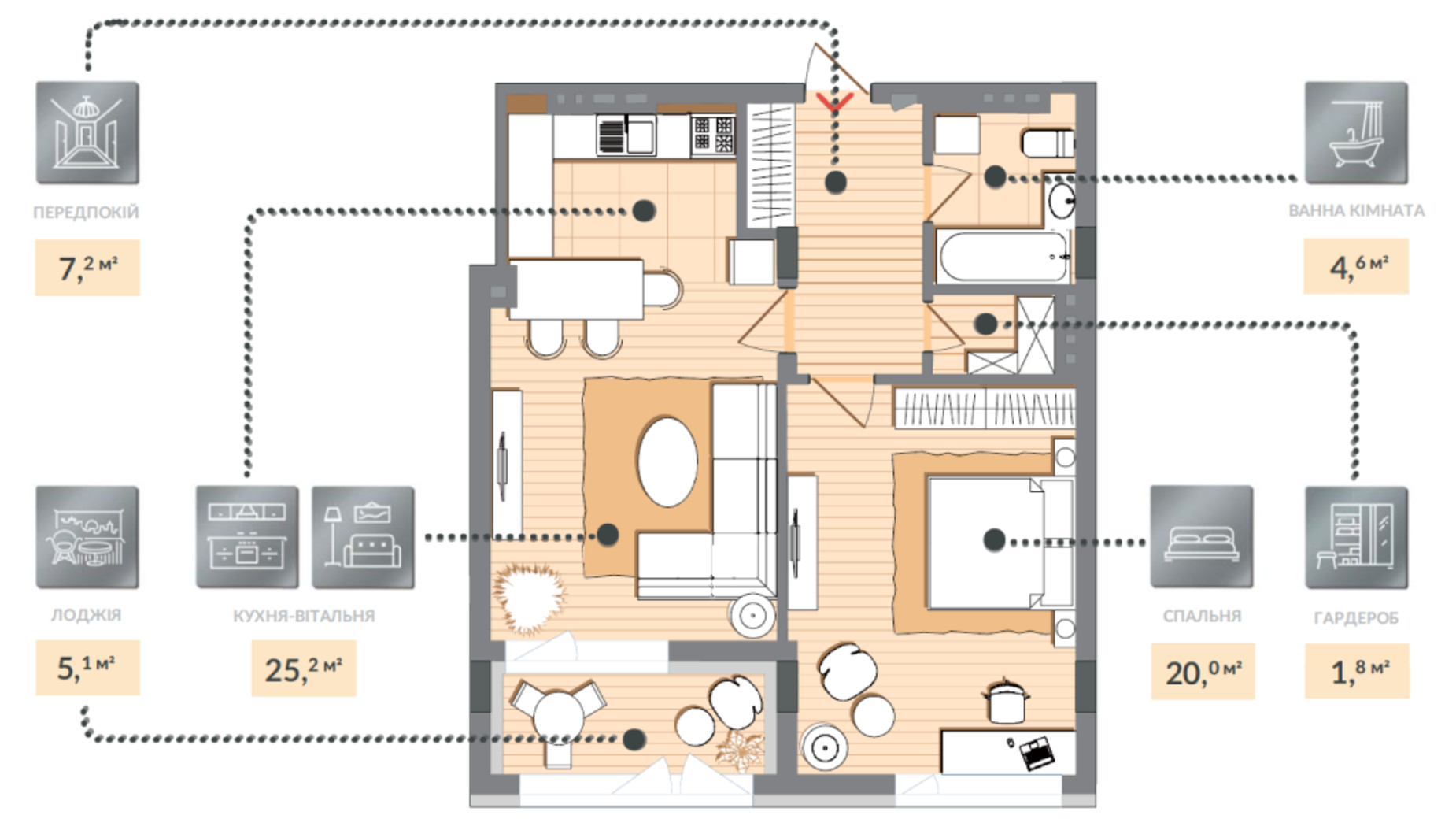 Планировка 1-комнатной квартиры в ЖК Luxberry lakes & forest 63.9 м², фото 584425