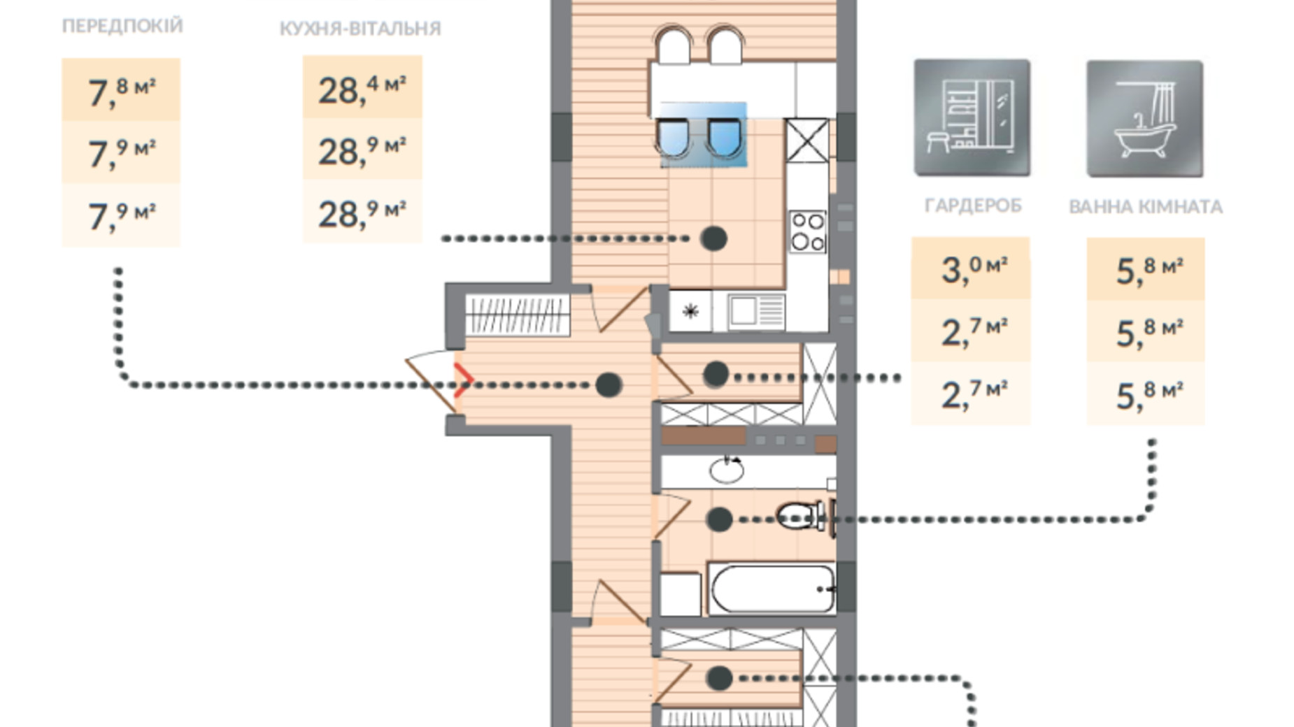 Планування 1-кімнатної квартири в ЖК Luxberry lakes & forest 73.5 м², фото 584431