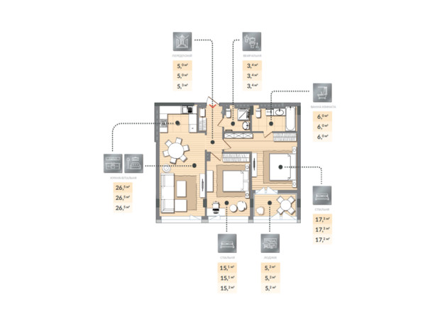 ЖК Luxberry lakes & forest: планування 2-кімнатної квартири 78.5 м²