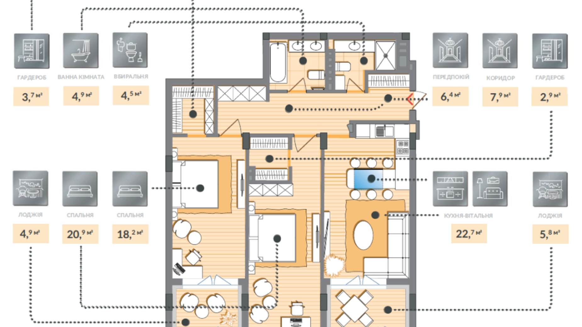 Планировка 2-комнатной квартиры в ЖК Luxberry lakes & forest 102.8 м², фото 584452