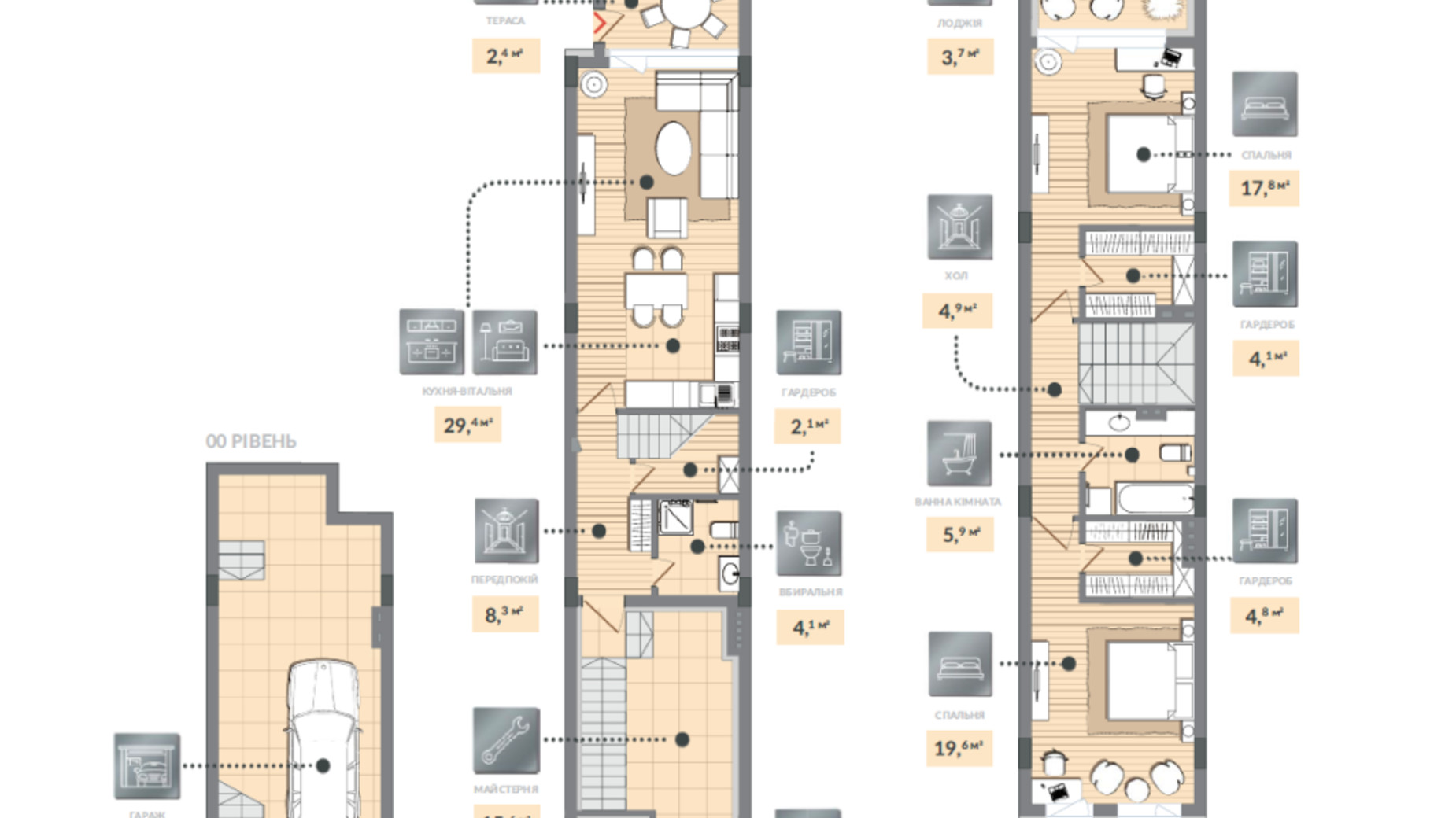 Планировка много­уровневой квартиры в ЖК Luxberry lakes & forest 154.5 м², фото 584463