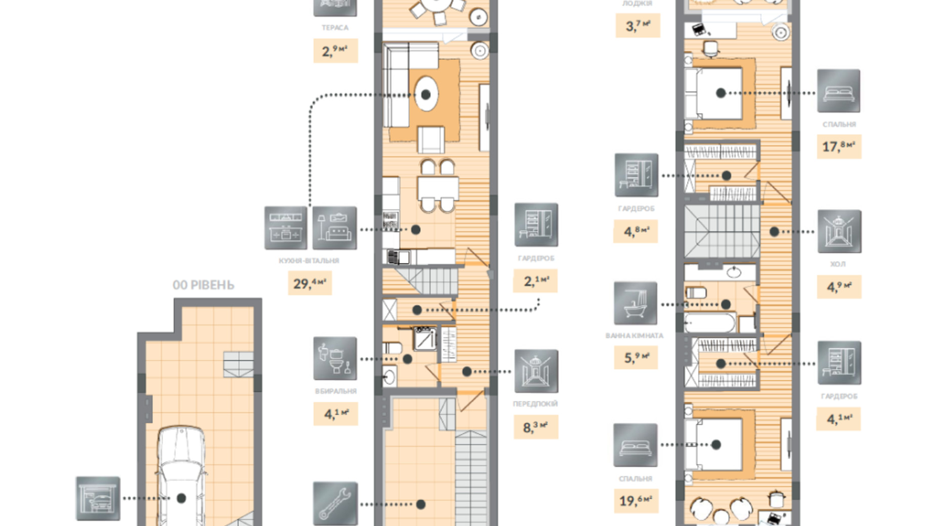 Планировка много­уровневой квартиры в ЖК Luxberry lakes & forest 155.4 м², фото 584470