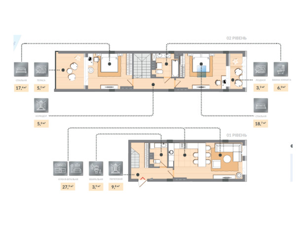 ЖК Luxberry lakes & forest: планування 2-кімнатної квартири 97.2 м²