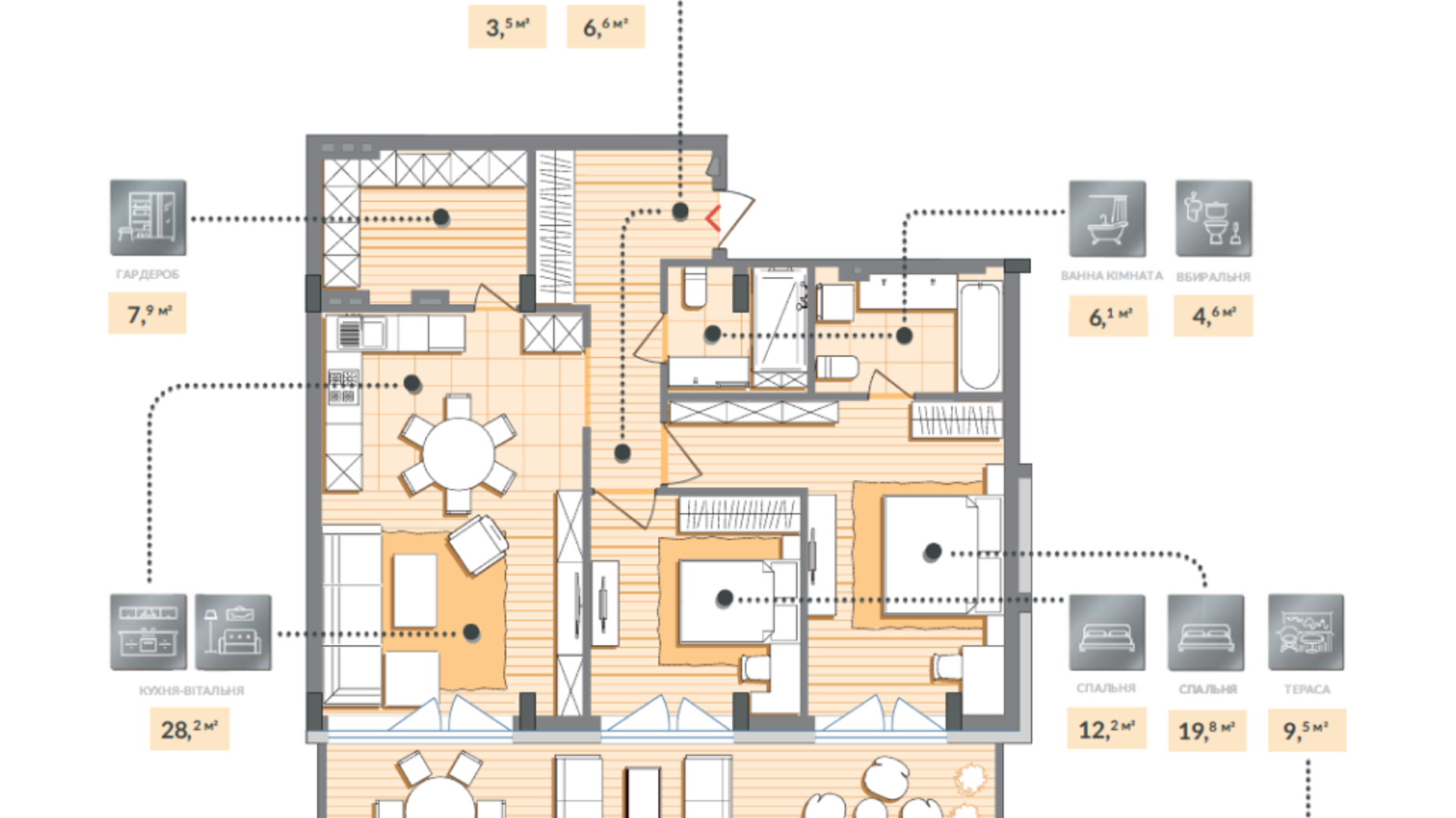 Планировка 2-комнатной квартиры в ЖК Luxberry lakes & forest 98.4 м², фото 584484