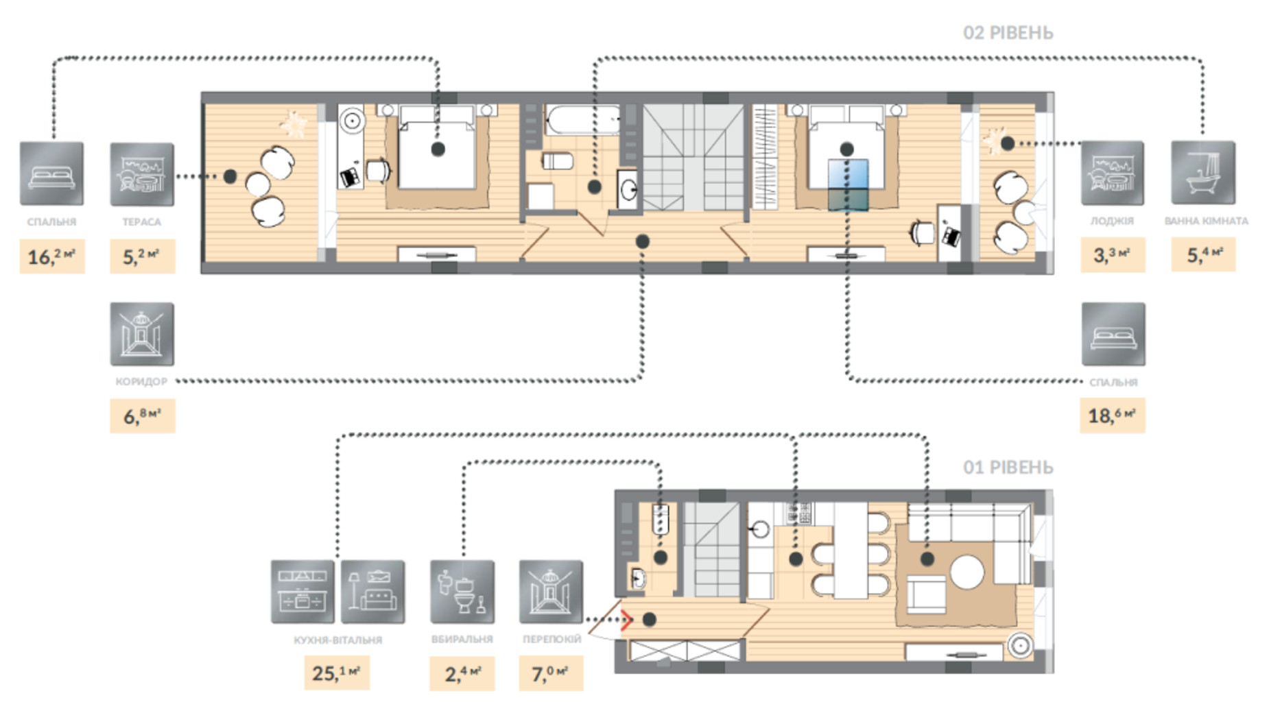 Планировка много­уровневой квартиры в ЖК Luxberry lakes & forest 90 м², фото 584487