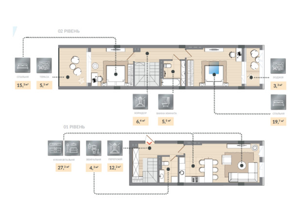 ЖК Luxberry lakes & forest: планировка 2-комнатной квартиры 99.3 м²