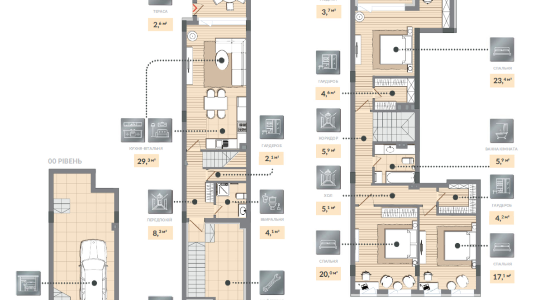 Планування багато­рівневої квартири в ЖК Luxberry lakes & forest 183.5 м², фото 584490