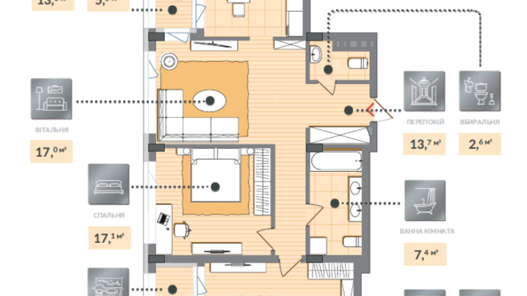 Планування 3-кімнатної квартири в ЖК Luxberry lakes & forest 102.3 м², фото 584492