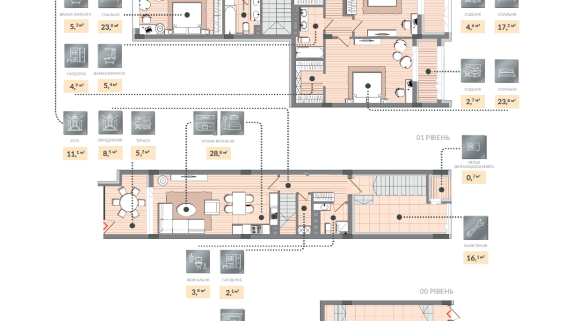 Планування багато­рівневої квартири в ЖК Luxberry lakes & forest 192.3 м², фото 584497