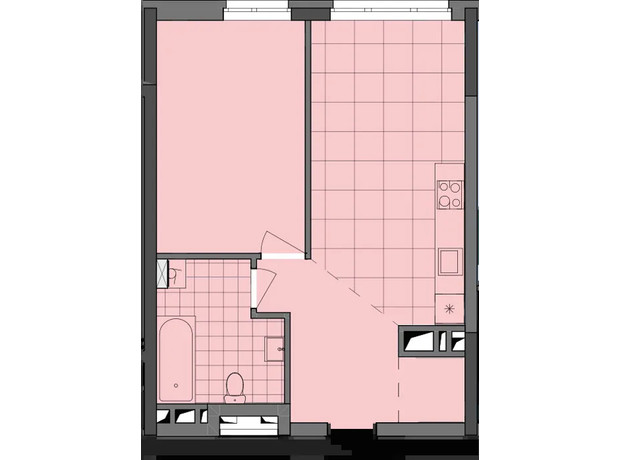 ЖК Dibrova Park: планировка 1-комнатной квартиры 48.8 м²