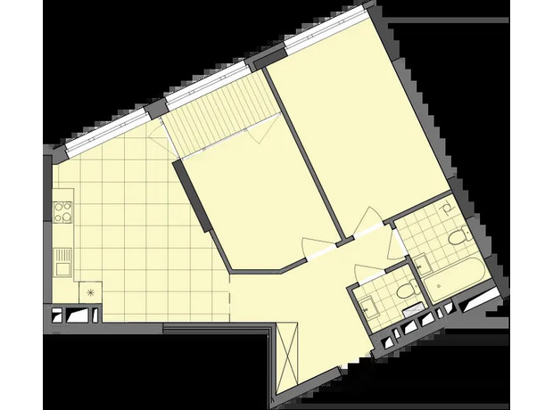 ЖК Dibrova Park: планировка 2-комнатной квартиры 68.66 м²