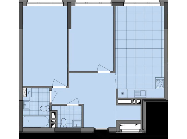 ЖК Dibrova Park: планировка 2-комнатной квартиры 70.76 м²