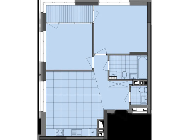 ЖК Dibrova Park: планування 2-кімнатної квартири 70.93 м²