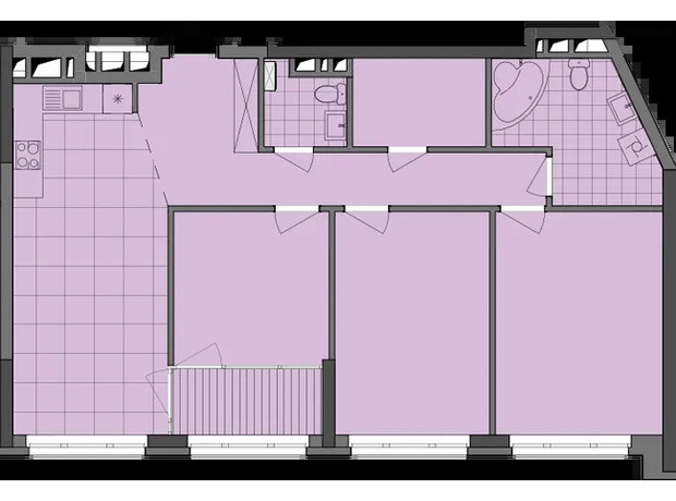 ЖК Dibrova Park: планировка 3-комнатной квартиры 94.96 м²