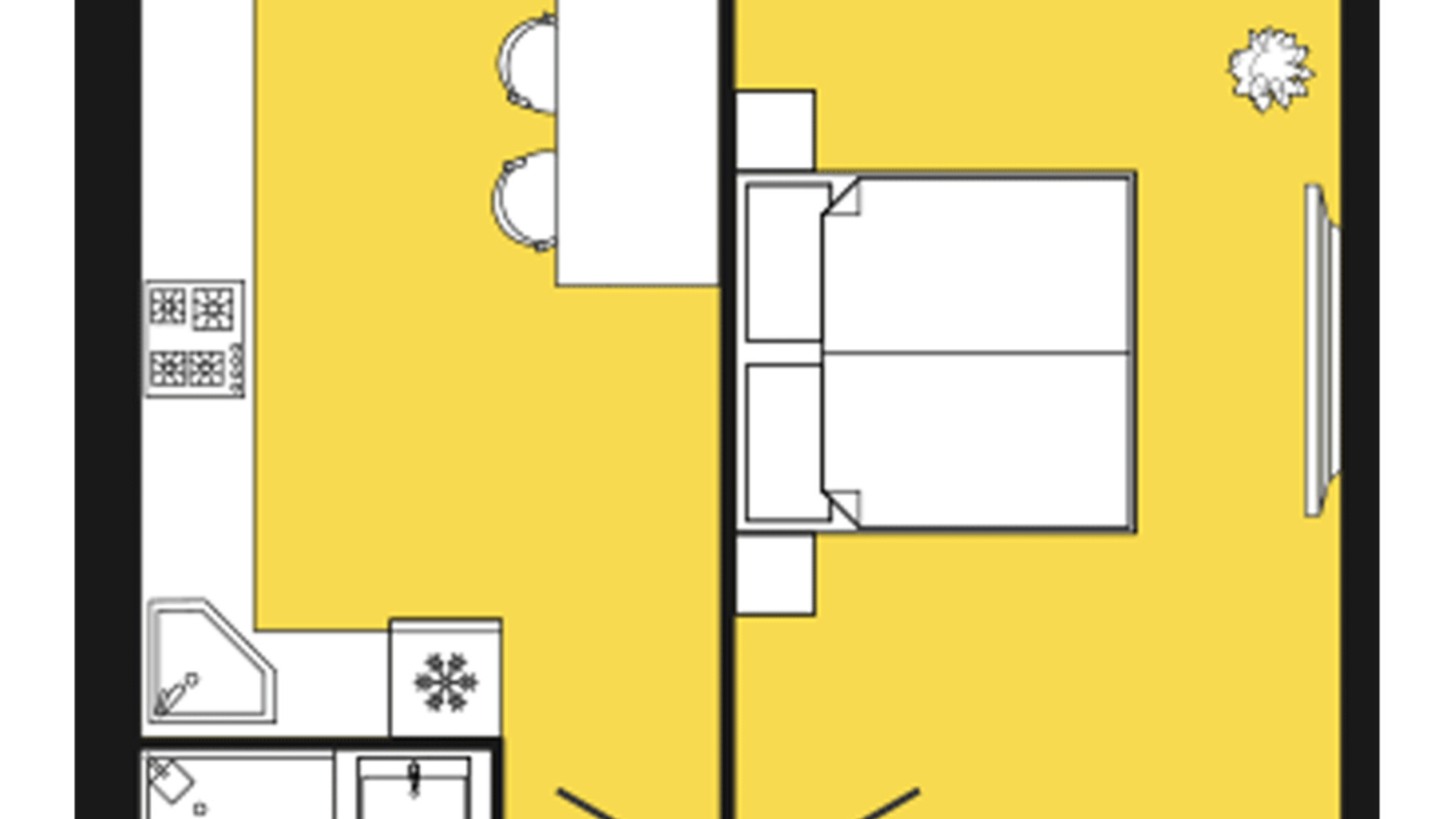 Планування 1-кімнатної квартири в ЖК Дніпровська Брама 2 44.5 м², фото 584849