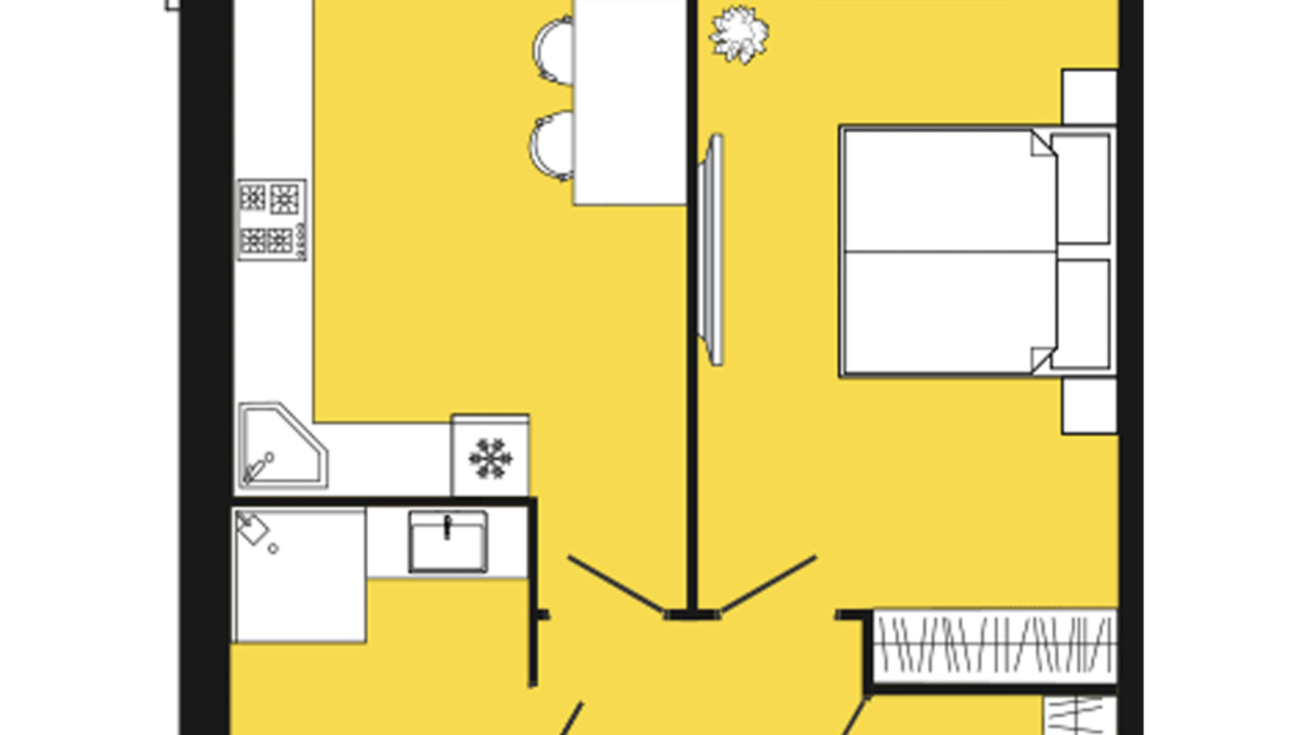 Планування 1-кімнатної квартири в ЖК Дніпровська Брама 2 48.5 м², фото 584852